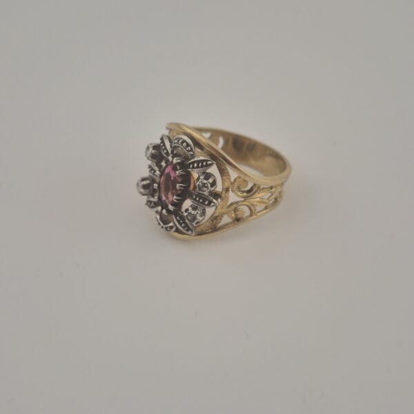 2026/07/14508-scaled.jpg Vintage 925 Sterling Silver Ring — Gold Plated & Pink Tourmaline