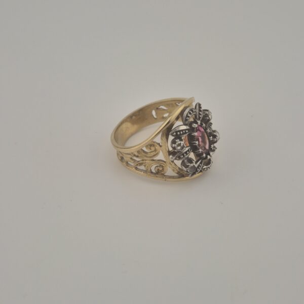 2026/07/14510-scaled.jpg Vintage 925 Sterling Silver Ring — Gold Plated & Pink Tourmaline
