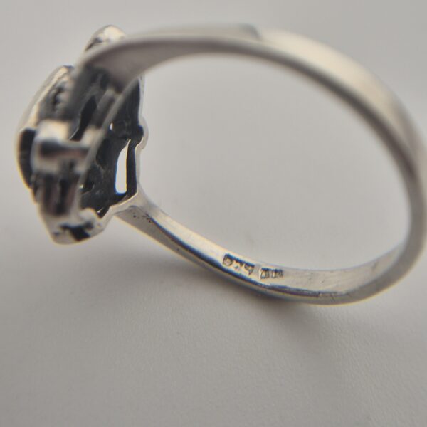 Rare Vintage 925 Sterling Silver Ring — Aquamarine & Marcasite