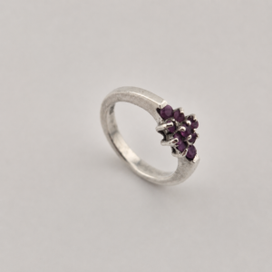 Vintage 925 Sterling Silver Ring — Purple Ruby Cluster Setting