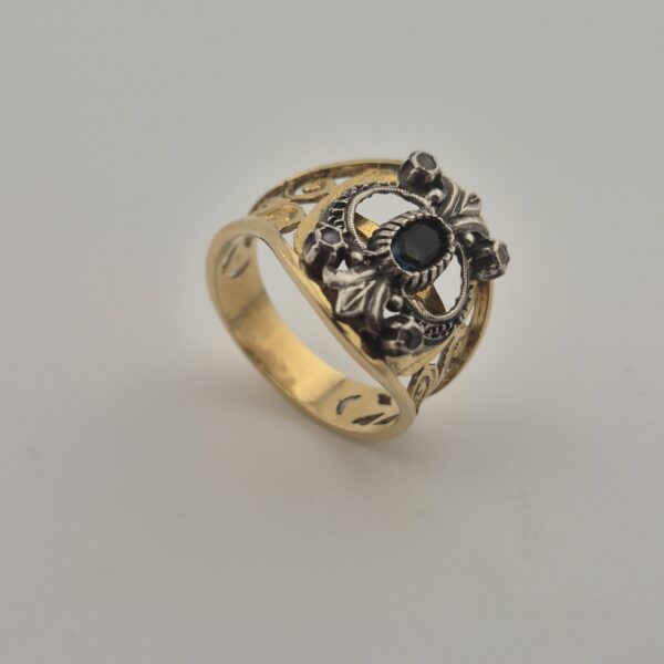 Vintage 925 Sterling Silver Ring — Gold Plated & Blue Aquamarine