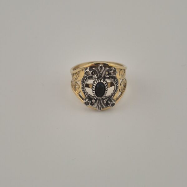 Vintage 925 Sterling Silver Ring — Gold Plated & Blue Aquamarine