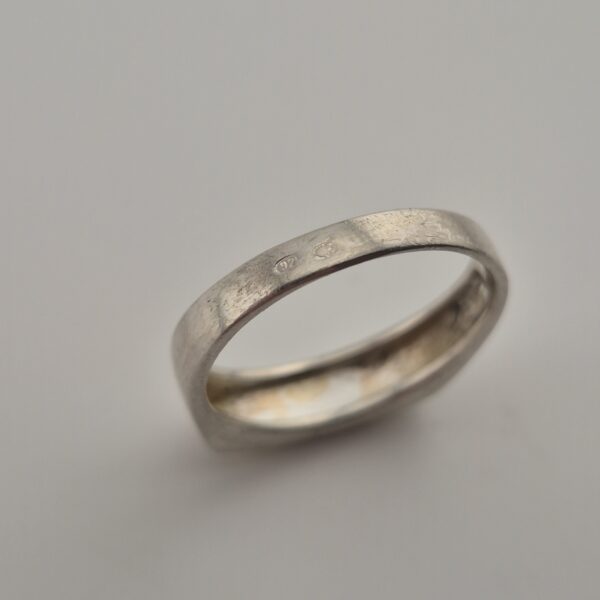 Vintage 925 Sterling Silver Signet Ring — Diagonal Lines