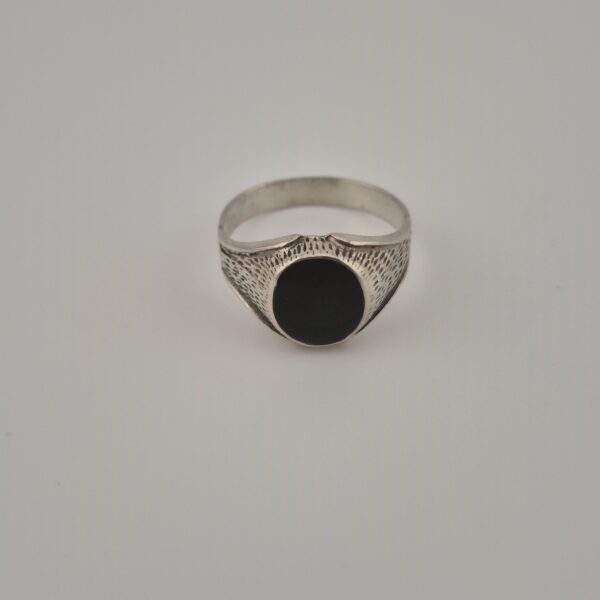 Vintage 925 Sterling Silver Signet Ring — Black Onyx