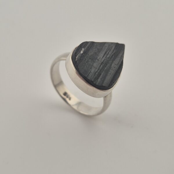 Vintage 925 Sterling Silver Ring With Black Tourmaline