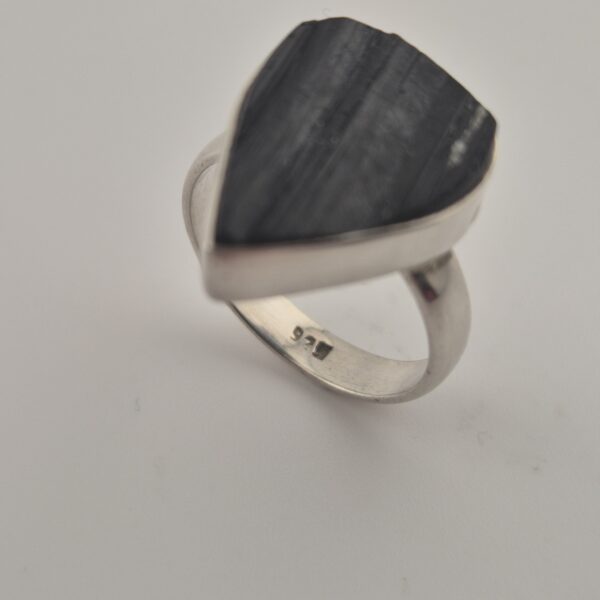 Vintage 925 Sterling Silver Ring With Black Tourmaline