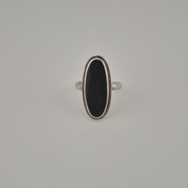 Vintage 925 Sterling Silver Oval Black Onyx Ring