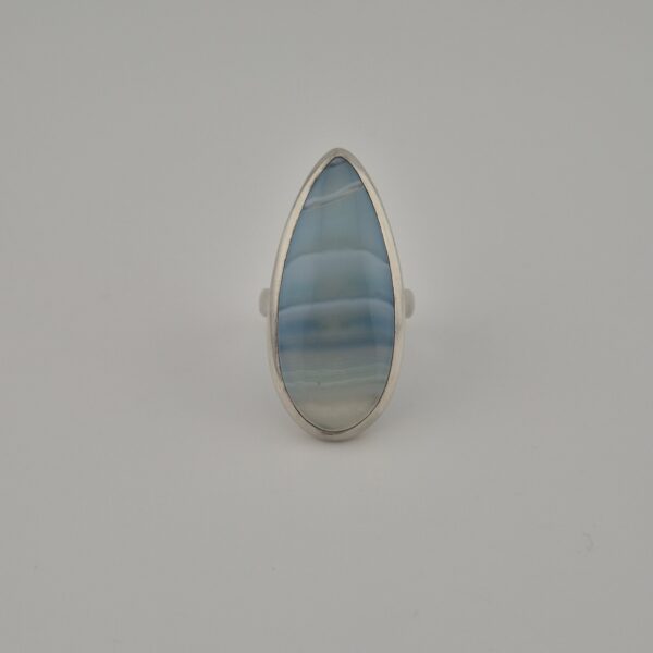 Vintage 925 Sterling Silver Ring — Blue Banded Agate