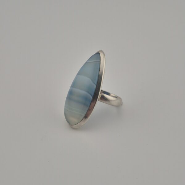 Vintage 925 Sterling Silver Ring — Blue Banded Agate