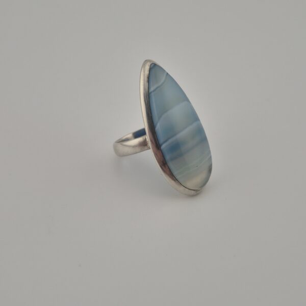 Vintage 925 Sterling Silver Ring — Blue Banded Agate