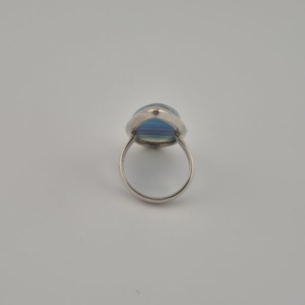 Vintage 925 Sterling Silver Ring — Blue Banded Agate