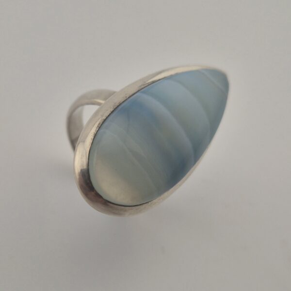 Vintage 925 Sterling Silver Ring — Blue Banded Agate