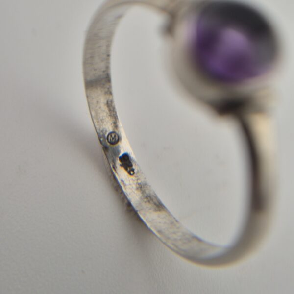 Vintage 925 Sterling Silver Ring with Natural Amethyst