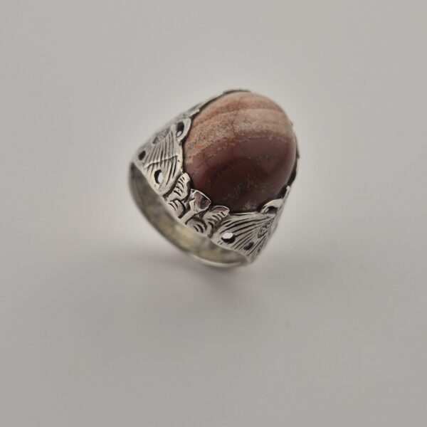 Vintage 835 Silver Picture Jasper Signet Ring