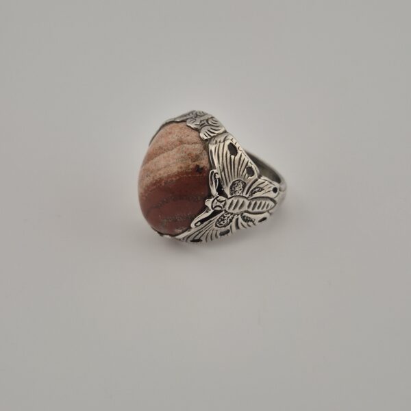 Vintage 835 Silver Picture Jasper Signet Ring