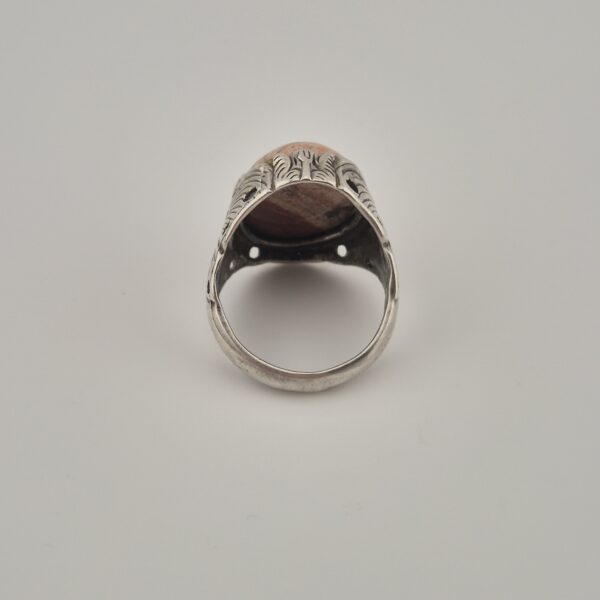 Vintage 835 Silver Picture Jasper Signet Ring