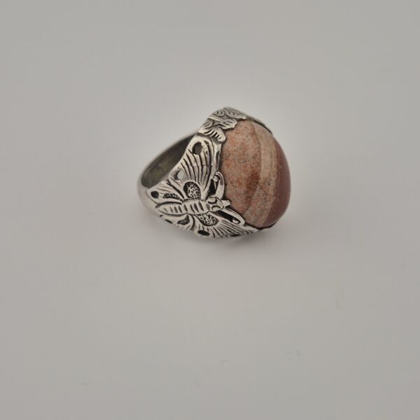 Vintage 835 Silver Picture Jasper Signet Ring