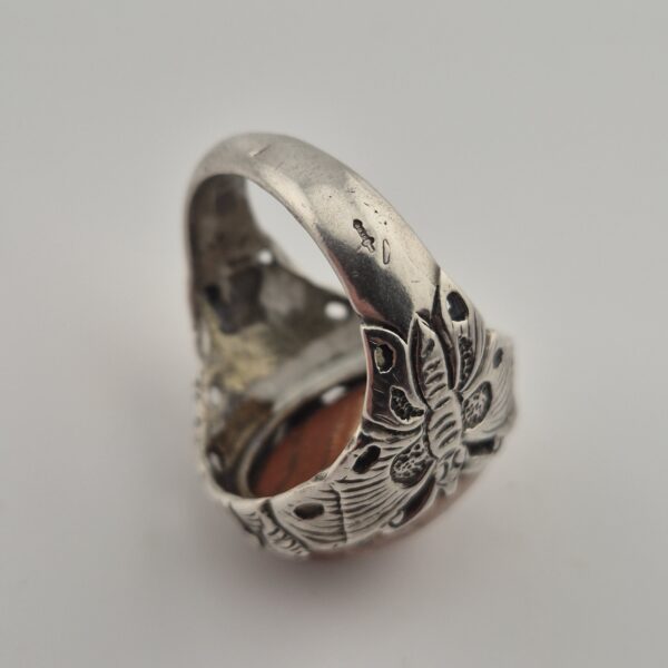 Vintage 835 Silver Picture Jasper Signet Ring