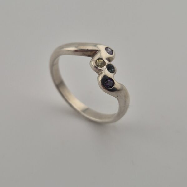 Vintage 925 Sterling Silver Multicolor Zirconia Ring