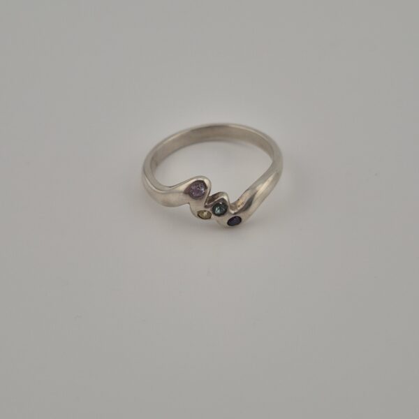 Vintage 925 Sterling Silver Multicolor Zirconia Ring