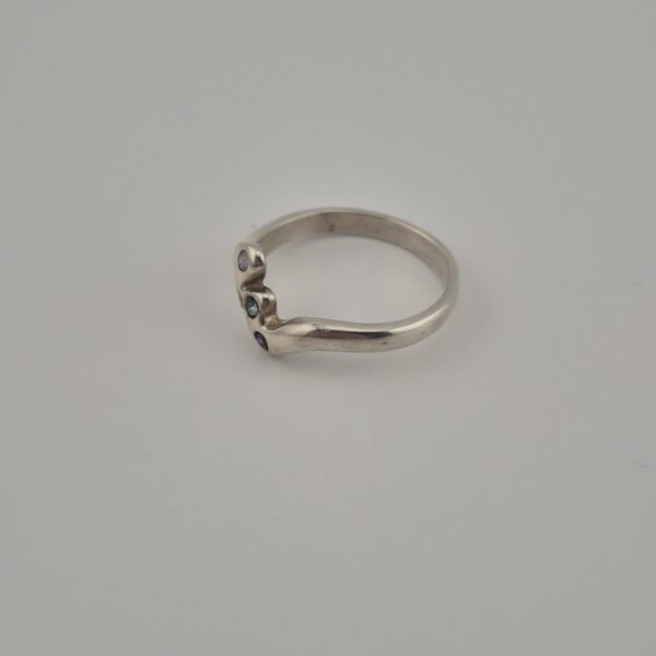 Vintage 925 Sterling Silver Multicolor Zirconia Ring