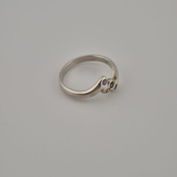 Vintage 925 Sterling Silver Multicolor Zirconia Ring