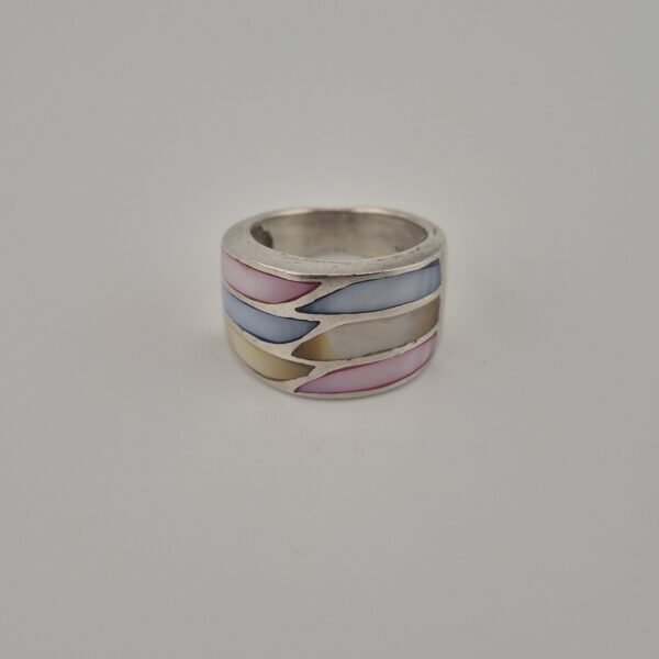 Vintage 925 Sterling Silver Mother of Pearl Inlay Ring