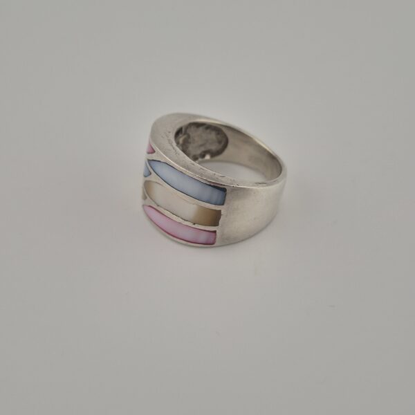 Vintage 925 Sterling Silver Mother of Pearl Inlay Ring