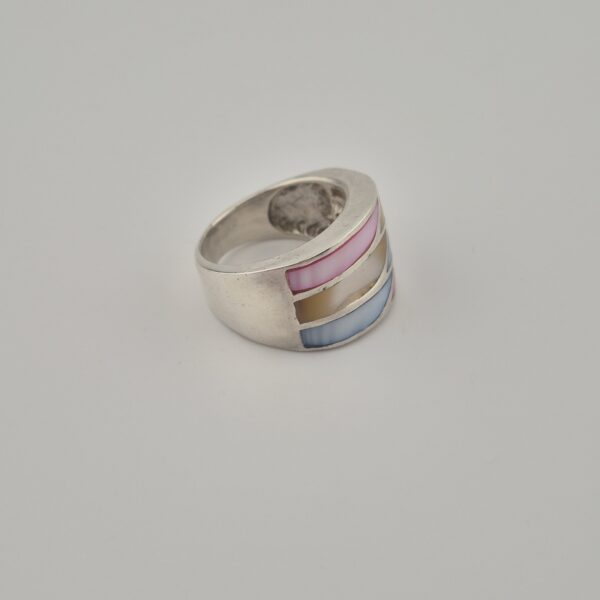 Vintage 925 Sterling Silver Mother of Pearl Inlay Ring