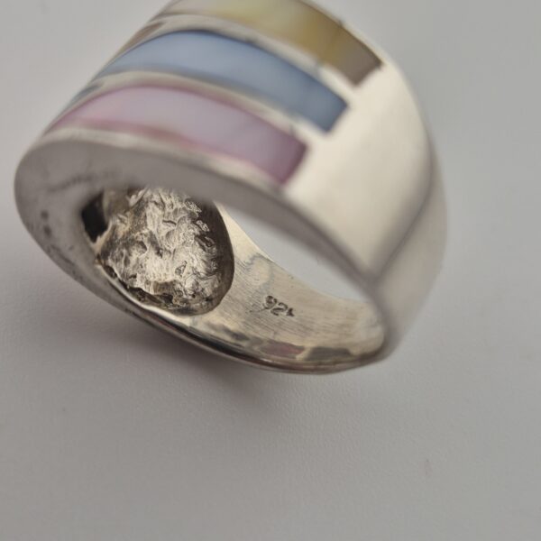 Vintage 925 Sterling Silver Mother of Pearl Inlay Ring